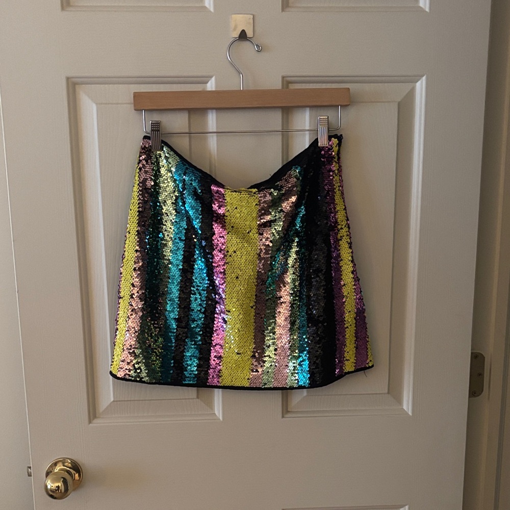 Multicolor Sequin Striped Skirt